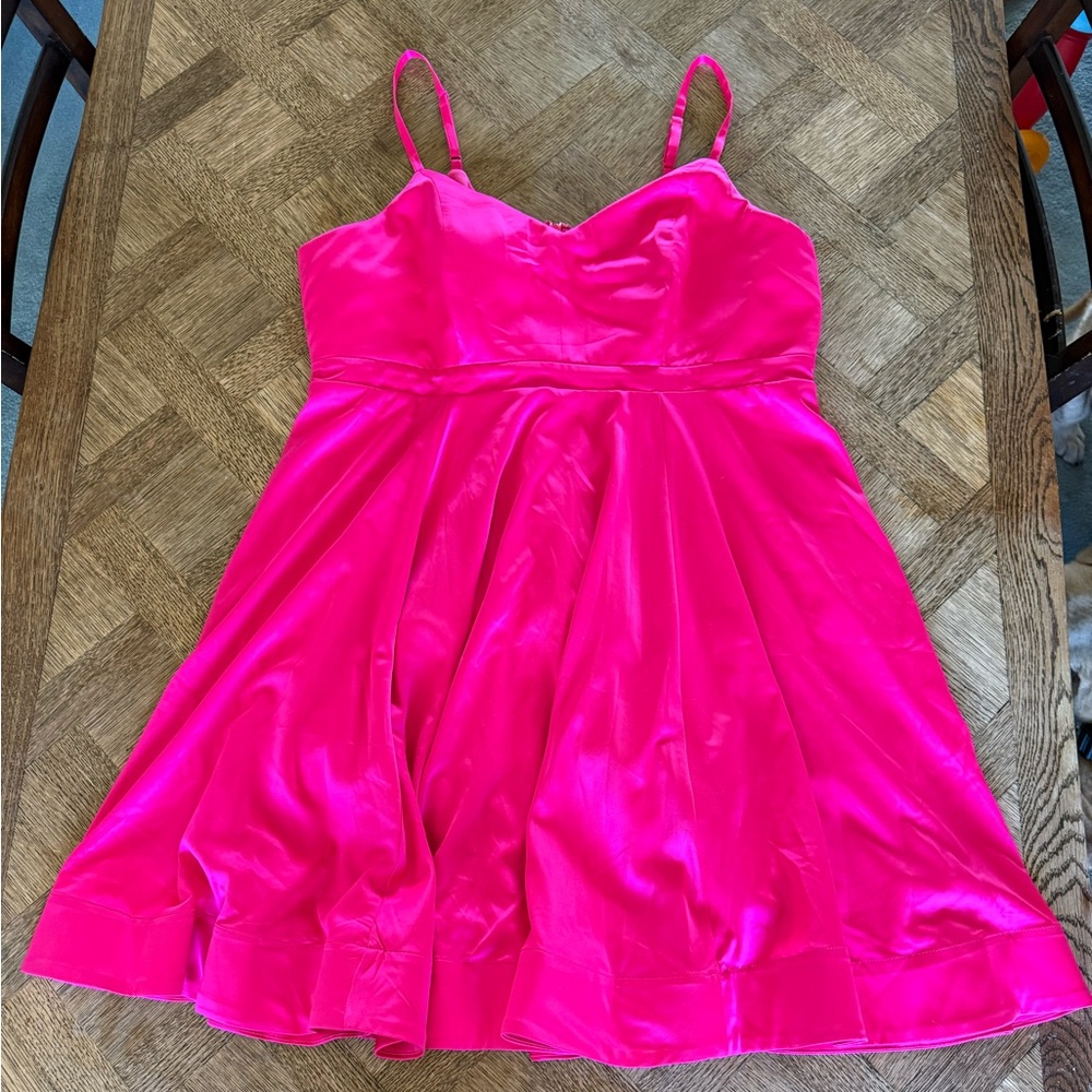 torrid Hot Pink Satin Spaghetti-Strap Party Dress